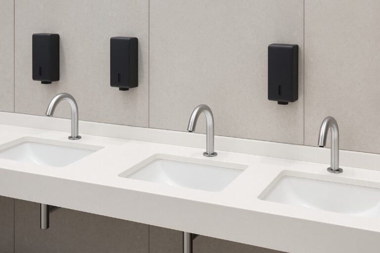 Read more about the article Architectural Integration of Hand-Washers, Faucet Systems, and Soap Dispensers in Public Restrooms