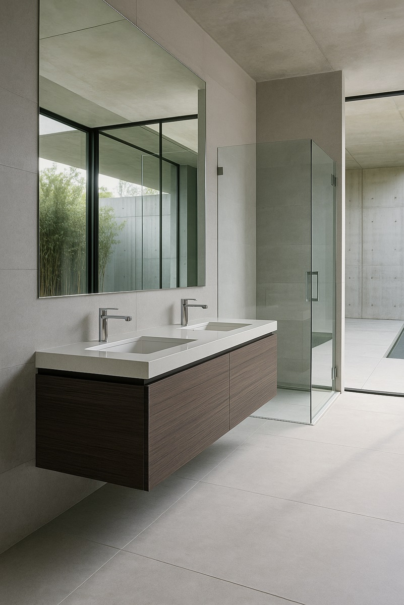 Modern architectural restroom and water-system planning